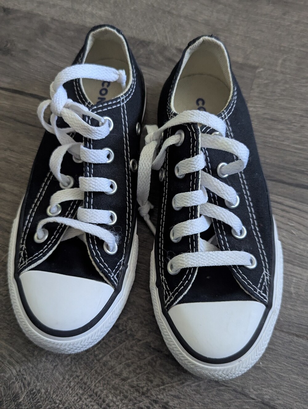Converse Black Canvas Kids Sneakers with White Accents